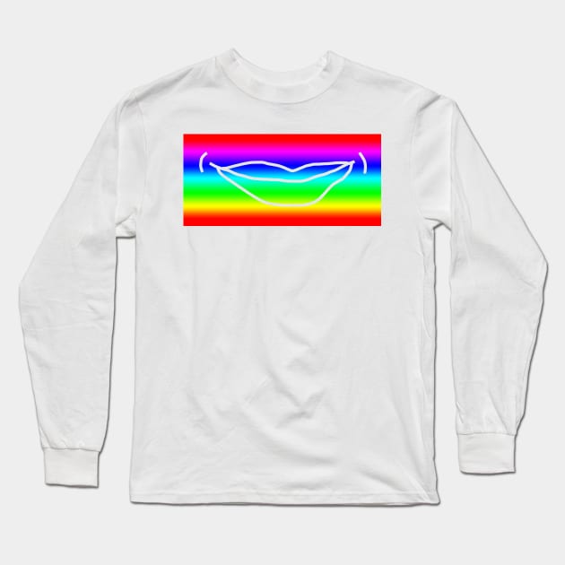 Rainbow Stripes Minimal Mouth Long Sleeve T-Shirt by ellenhenryart